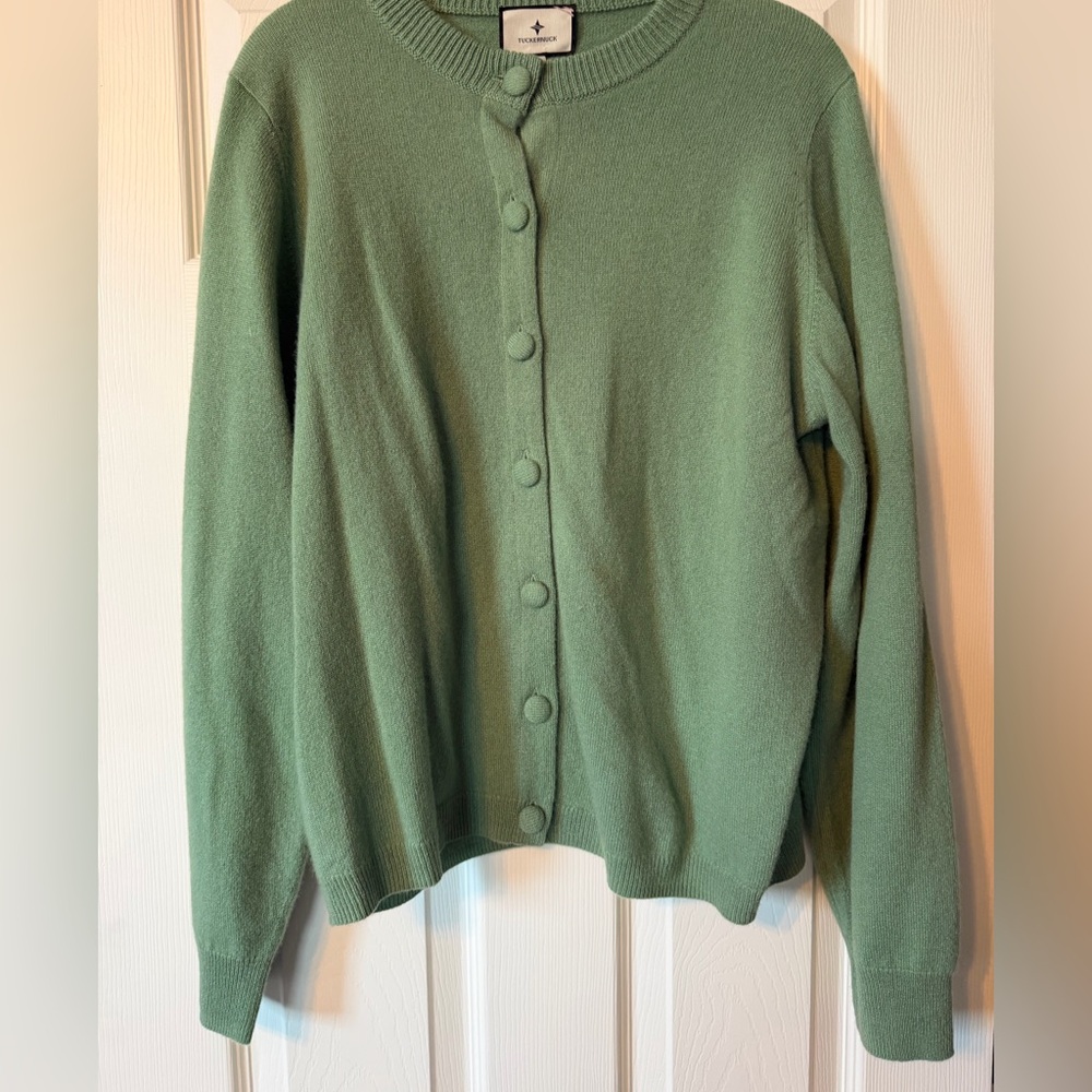 Tuckernuck Green Button-Front Cashmere Cardigan - Picture 2 of 7